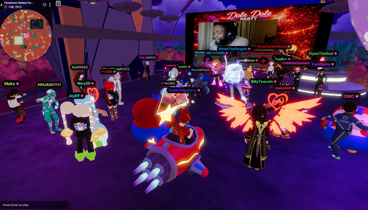 LaurenceUrbani2's tweet photo. What a party tonight at Hola DCL in Decentraland ! @Meryshark @Facemoons @decentraland @BillyTeacoin @Trmarkets2022 @DCLMETATIGER @jay_kaying @FredarmeDCL @lazarx0x0 @MAKEANFT @8ritny @alanhowickDCL @o0maska0o #Metaverse #Decentraland https://t.co/58oUV1PJUP