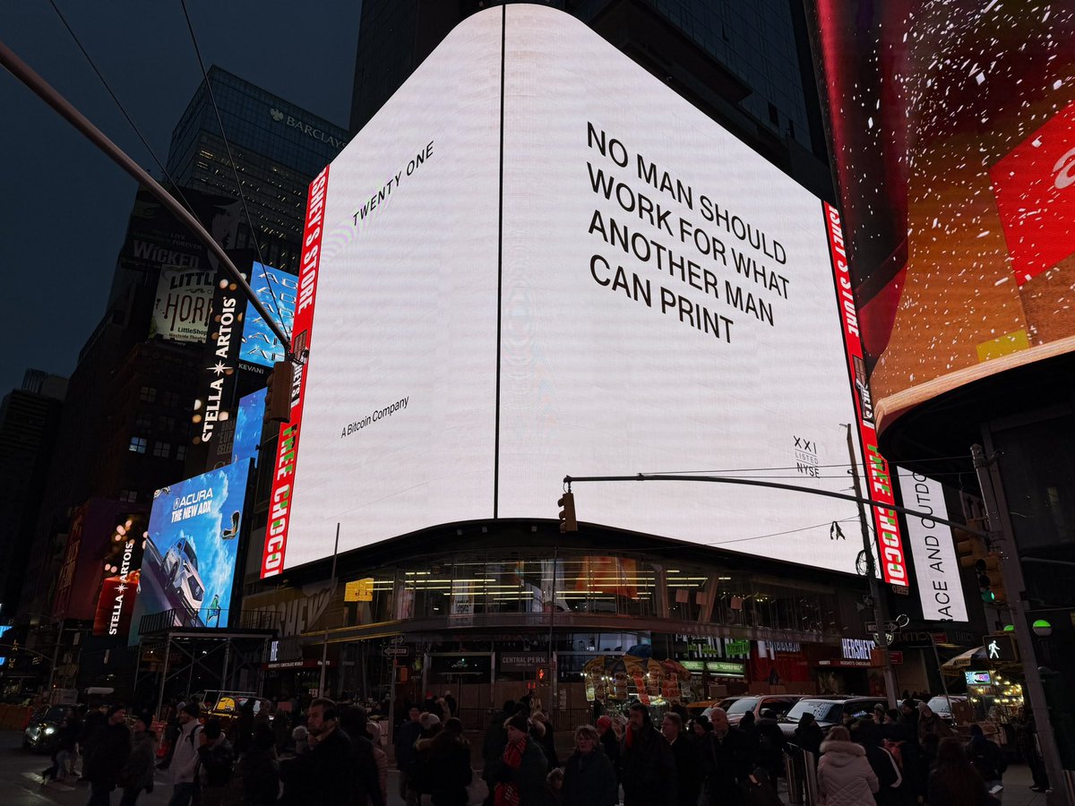 Giant Bitcoin advertisement seen in Times Square, New York 👀 

"No man should work for what another man can print"

This is why we Bitcoin! 👏