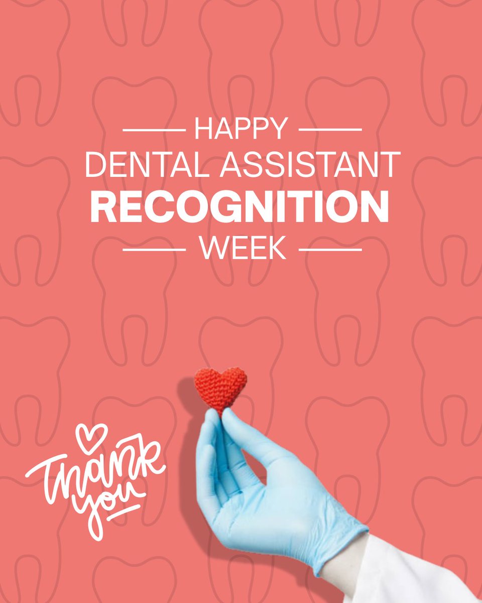 drjetersmile's tweet photo. This Dental Assistant Recognition Week, we celebrate their dedication to providing safe, high-quality dental care and bright smiles for our community. https://t.co/ziKkBXSQLF