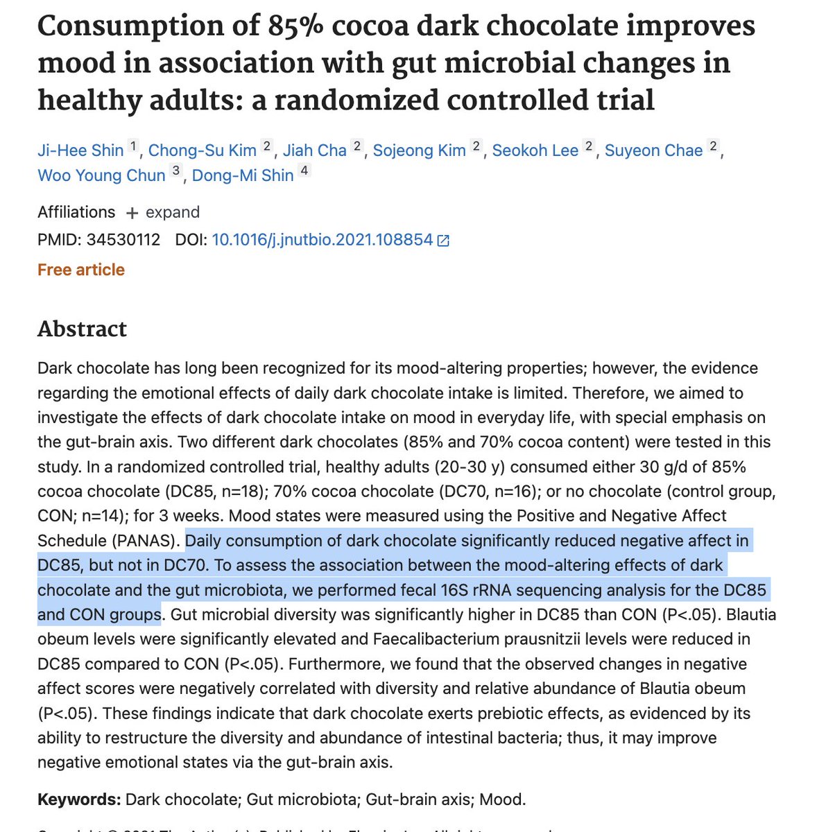 eating 30g of dark chocolate completely eliminate negative moods

dark chocolate is magic