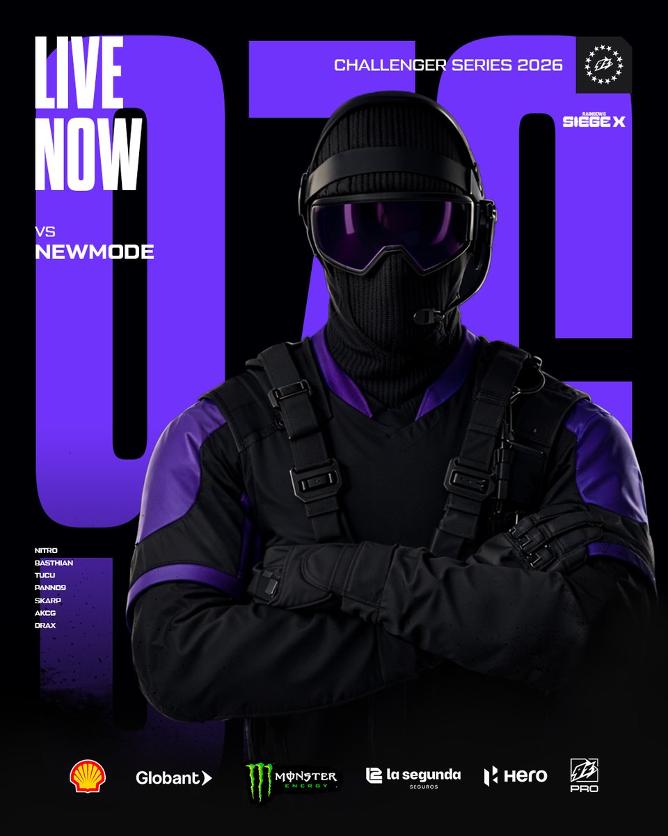 9zTeam's tweet photo. Inicia el día 2 de Rainbow Six Challenger 2026
Ya estamos jugando ante #NewMode. Road to South America League, hagan el aguante💜
🖥️https://t.co/vBHKMTgTHF https://t.co/bZLDZuAtrs