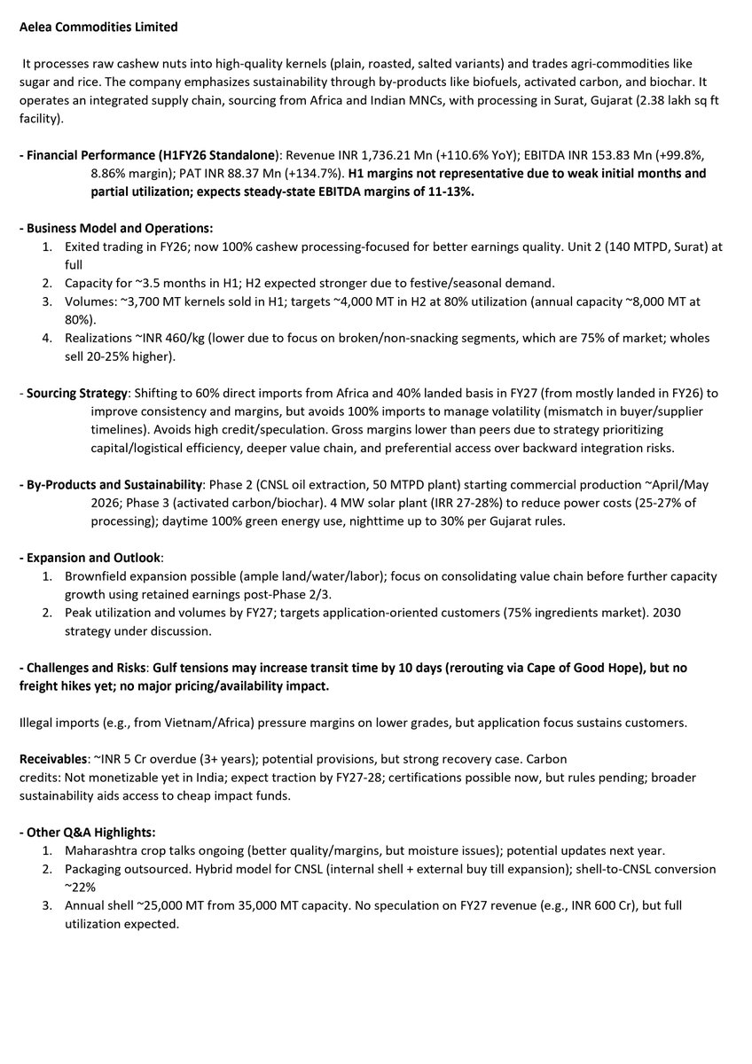 sachprat07's tweet image. Arihant Bharat Connect Conference March '26:

👉Day 1: 

💠Aelea Commodities
💠Utssav CZ Gold Jewels
💠Forcas Studios
💠Maxvolt Energy Industries
💠AVP Infracon

#aelea #acld #utssav #forcas #avpinfra #avpinfracon #maxvolt #maxvoltenergy #utssavcz #bharatconnectconference