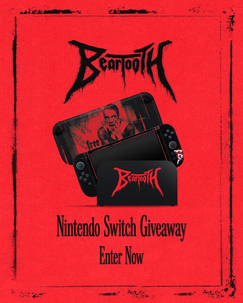 🚨GIVEAWAY ALERT🚨 Want to win a custom Beartooth themed Nintendo Switch? Give the song a spin or two 👇👇
🕹️: beartoothband.ffm.to/contest