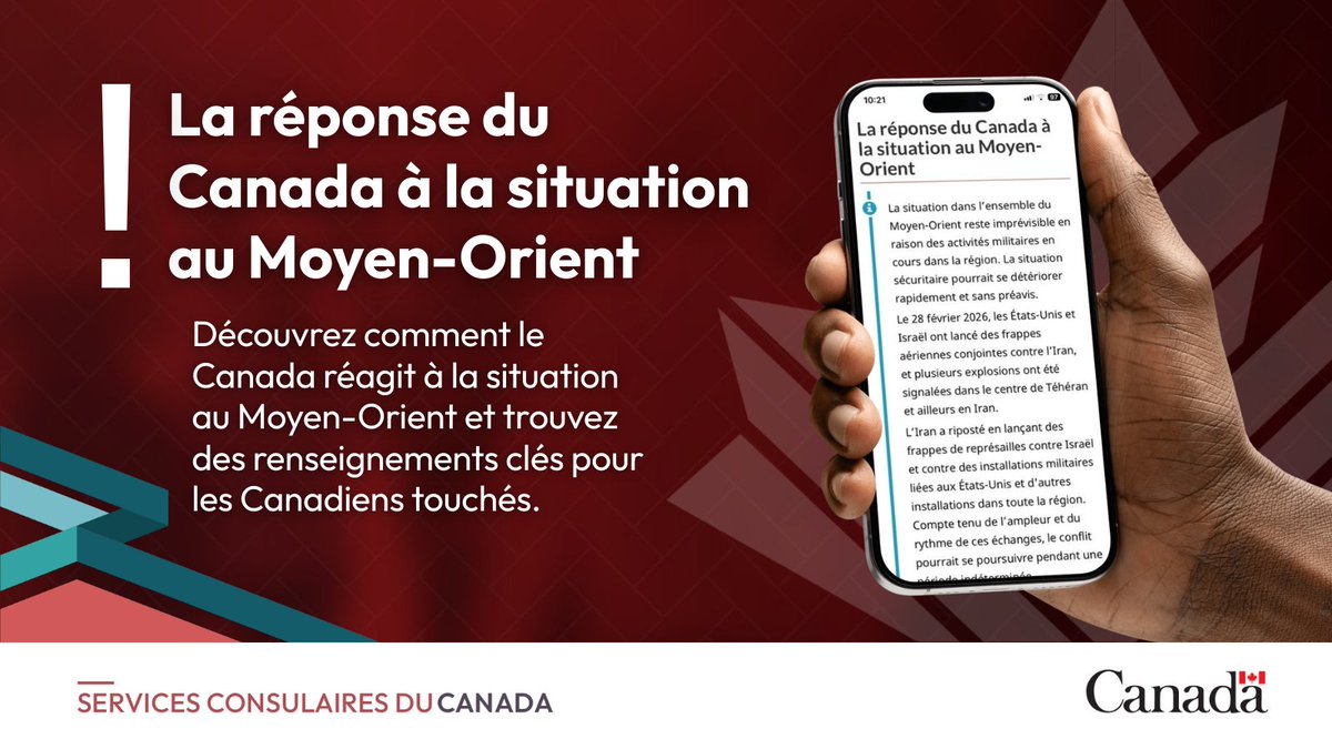 ❗ Nous avons mis à jour notre page sur la réponse du Canada à la situation au #MoyenOrient avec les dernières informations pour les Canadiens dans la région, y compris des conseils pour recevoir de l’information sur les options de voyage pour quitter. international.gc.ca/world-monde/is…