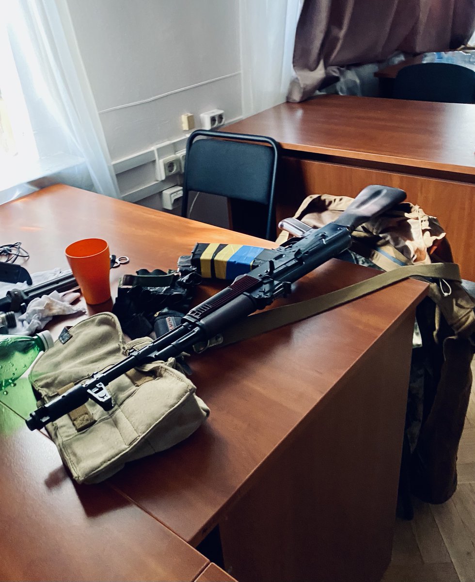 Four years ago these days in Kyiv.

That was a university lecturer's desk, and the rifle was his, too.
