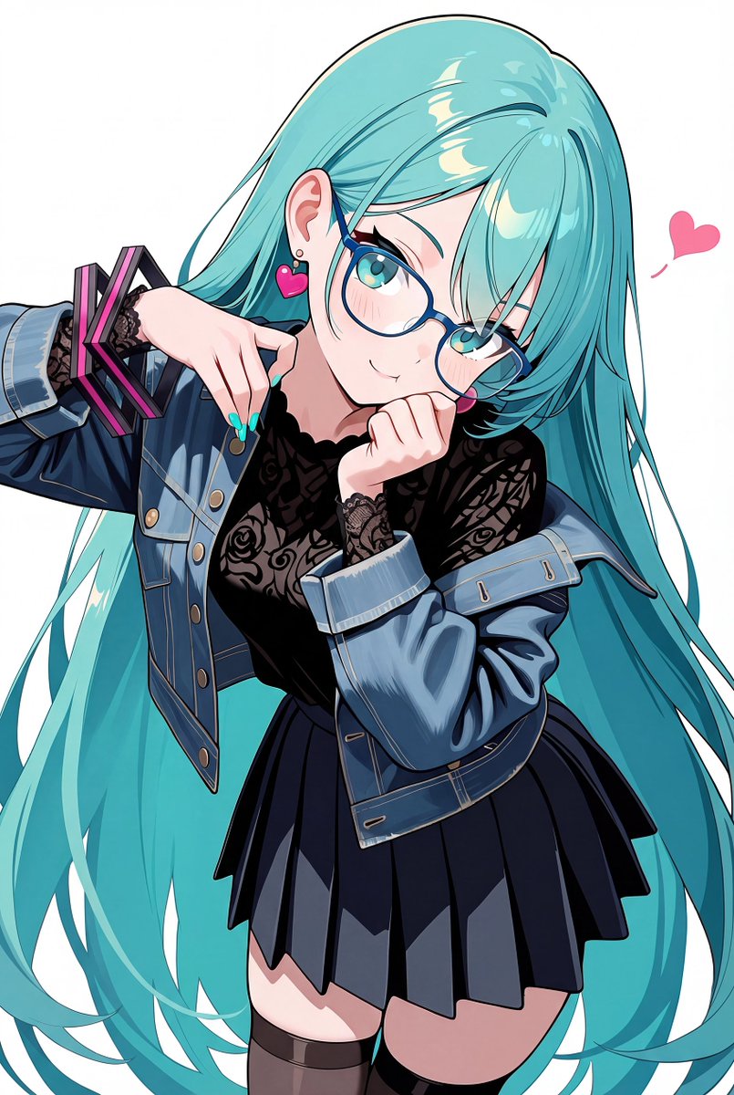 デニムジャケットのミク SFW Illustration. No nudity or suggestive intent   #初音ミク #HatsuneMiku