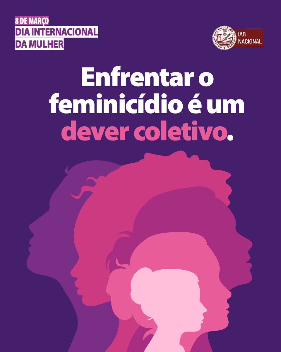 “O momento é de combate ao crescimento da violência contra as mulheres e de tirar o Brasil do mapa das nações com maior índice de agressões aos nossos direitos” ✊💜, afirmou a presidente nacional do IAB, Rita Cortez, neste Dia Internacional da Mulher ♀️, celebrado em 8 de março.