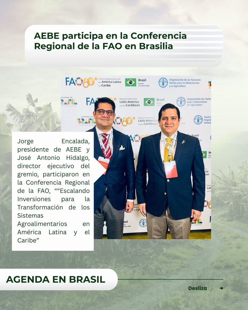 aebeecuador's tweet photo. 🍌Durante la semana 10 #AEBE participó en diversos espacios que impulsan el desarrollo del sector bananero y fortalecen la articulación entre el ámbito empresarial, académico y diplomático. A continuación se presenta los eventos en los que participó el gremio.

#OrgulloAEBE https://t.co/FKYVbyolDt