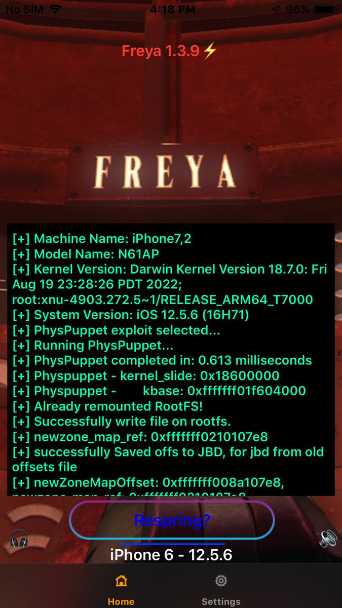 shogunpwnd's tweet photo. Should have a release(new freya 1.3.9 jailbreak for iOS 11-12.x.x &amp; the webpage jbme for users of the updated freya version) coming today if all tests go well. Testing some final basebins and that’s about it.  Rejailbreak/enable jailbreak has become so fast it’s just unreal. https://t.co/5axkw1EcKW