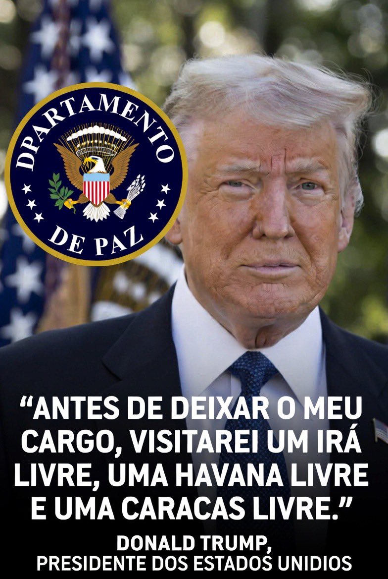 CasagrandeLRCM's tweet photo. “Antes de deixar meu cargo, visitarei um Irã livre, uma Havana livre e uma Caracas livre.”

Donald Trump. https://t.co/e4WrfCs76L