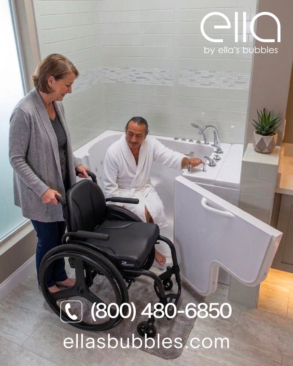 EllasBubbles's tweet photo. The outswing door on our Transfer Walk In Tubs is designed to make bath time feel safer and easier.
Because the door opens outward, you get more room to step in, better access from a wheelchair or walker, and more space for a loved one or caregiver to assist when needed.

If you or someone you love needs a more comfortable way to bathe at home, we are here to help.
Call (800) 480-6850 or visit https://t.co/u1ULbnqZgK to explore options. 🛁