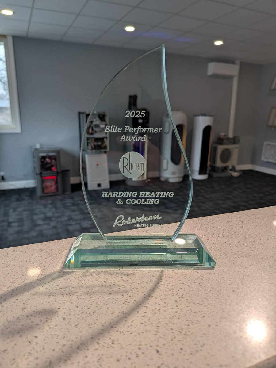 HardingHeating's tweet photo. We are honored to receive the 2025 Elite Performer Rheem Award, truly humbled &amp; we look forward to continuing on the path of excellence in our industry🏆 https://t.co/S3zTJkhgtA