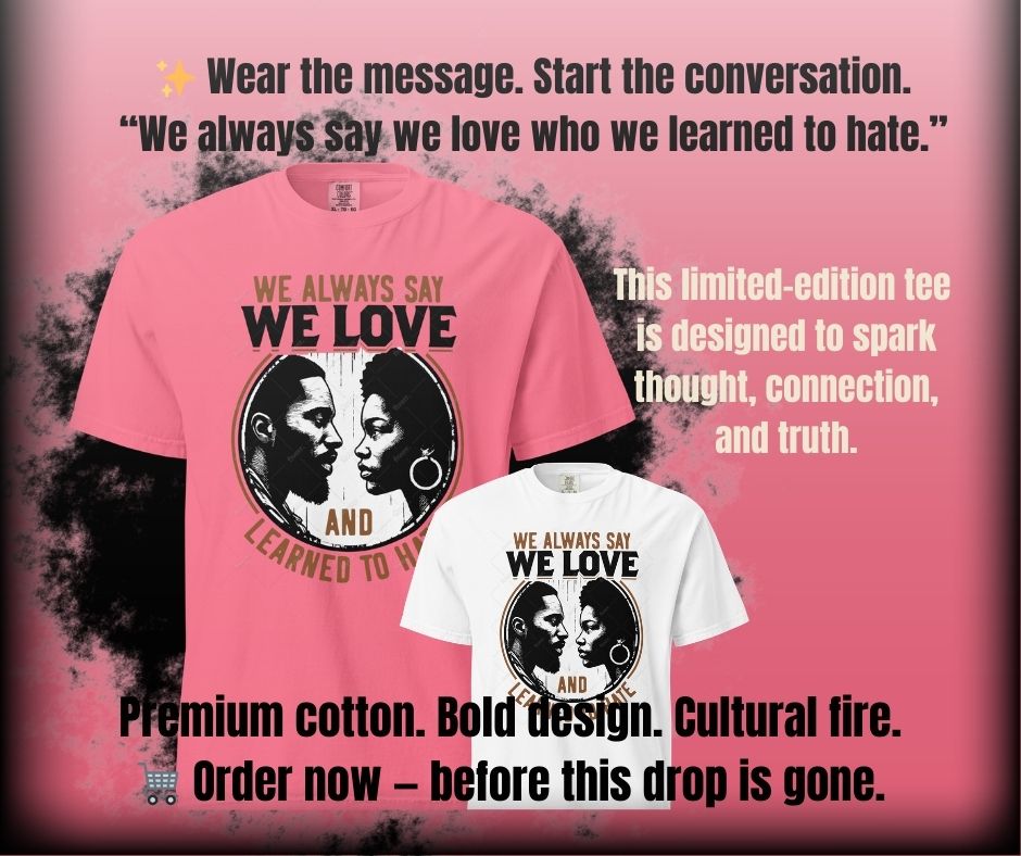 TanzaniyahK's tweet photo. tand bold. Stand true. ๐ฅ love Hate- the statement the world canโt ignore. Limited drop. Wear it with purpose. ๐ฅ๐๐ฐ#NoBlackManEverWalksAlone #CSTApparel #BoldTruth #WearYourMessage #StreetwearCulture #BlackExcellence #StatementHoodie #CreativeFashion #PurposeInStyle #SupportBlackCreators #TruthWear #NewDrop https://t.co/yoIieBJiuK