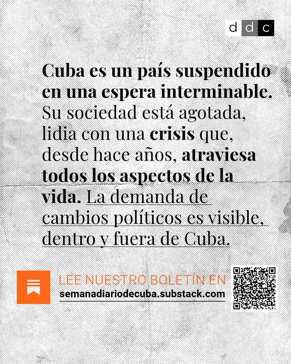 diariodecuba's tweet image. Crece la tensión entre la #resistencia del régimen y el reclamo ciudadano, lo que después de mucho tiempo marca un horizonte político distinto para #Cuba.

LEE un resumen de lo más importante con La Semana en #DiarioDeCuba en SubStack 
semanadiariodecuba.substack.com/p/el-cambio-qu…

LEE HOY la #Cuba de