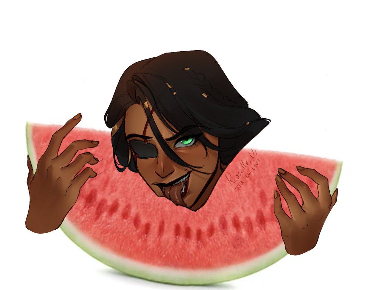 Roselle_Vi's tweet image. Watermelon trend 🍉

#LeagueOfLegends #Samira #art