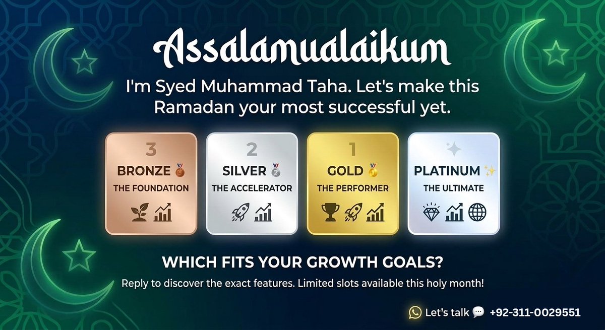 DONZAY17's tweet photo. Ramadan biggest special offer social media marketing growth your business and make it online store with us 03110029551

#BusinessGrowth #SocialMediaMarketing #DigitalMarketingPakistan #SMMA #LeadGeneration #SalesGrowth #MarketingStrategy #SmallBusinessSupport https://t.co/wgOELtf8DY