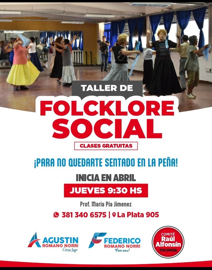 Seguimos sumando talleres gratuitos en nuestro comité Raúl Alfonsín. Gracias al apoyo del Legislador Agustín Romano Norri y el concejal Federico Romano Norri 
📍 Agendá, te esperamos!!!