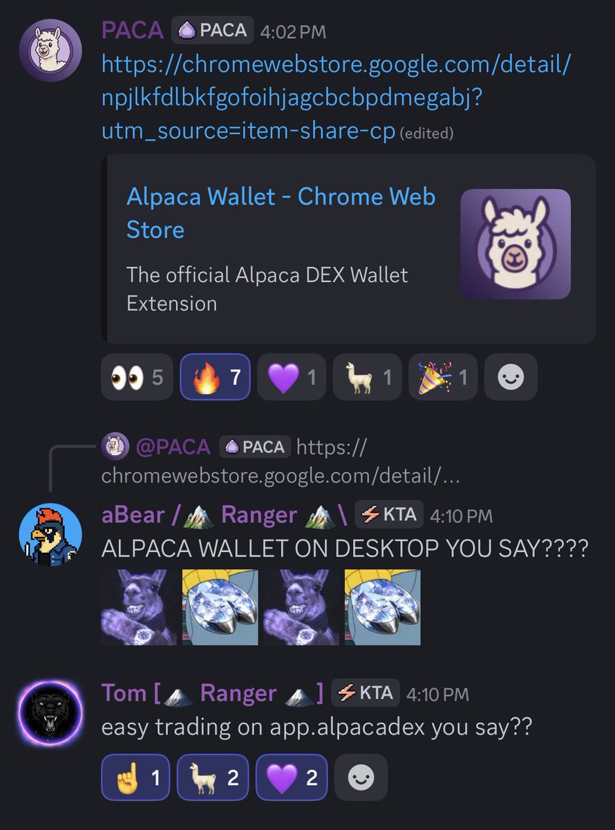 Exciting update from the <a href="/AlpacaDex/">Alpaca DEX</a> team

They’ve released the Chrome extension for their $PACA wallet

Now users on desktop can connect their wallet to the Alpaca web app and experience the ecosystem they built on $KTA

<a href="/KeetaNetwork/">Keeta</a> continues to grow 🦙

chromewebstore.google.com/detail/npjlkfd…