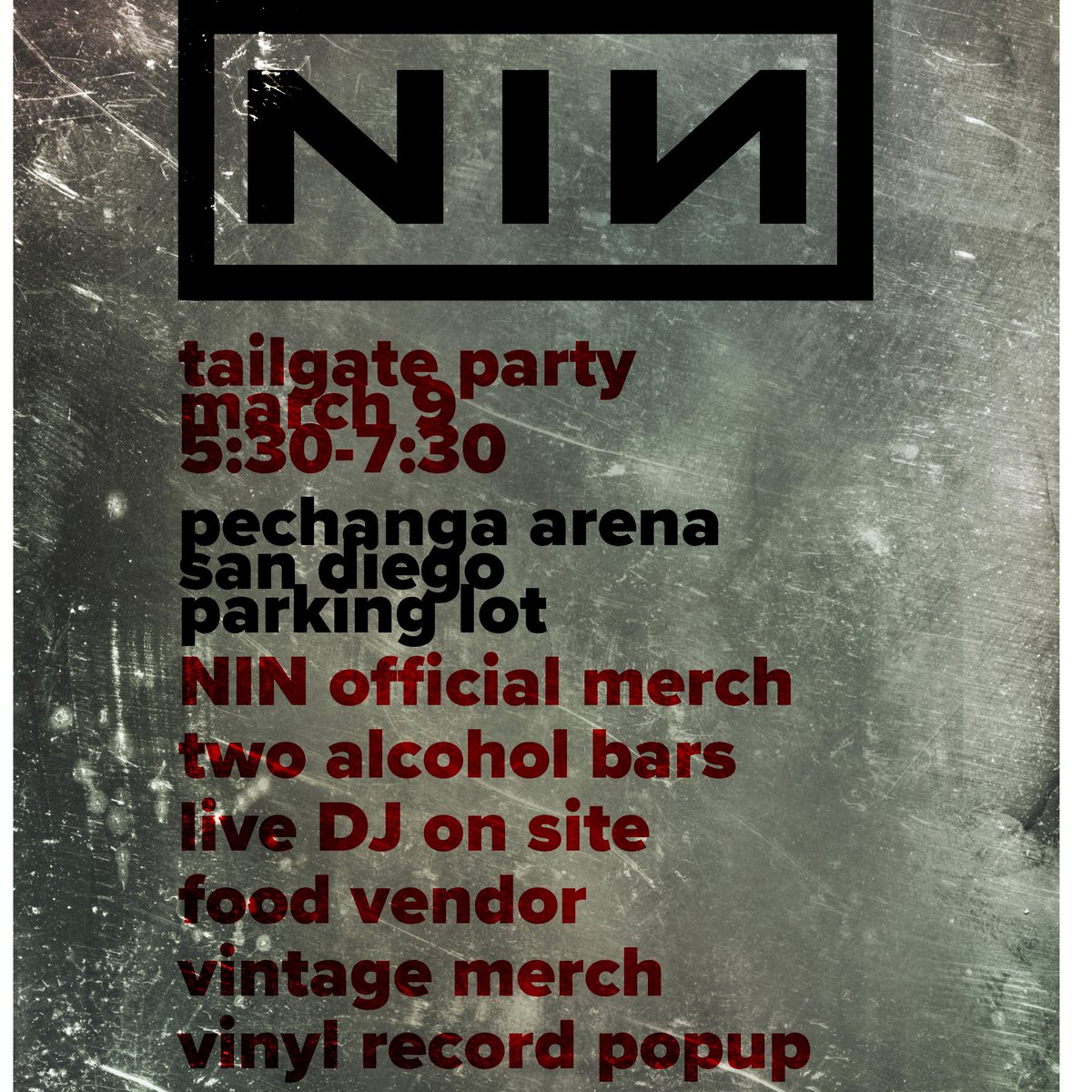 PechangaArenaSD's tweet photo. Seeing Nine Inch Nails on Monday? Kick off the party early and join us from 5:30–7:30 PM for live music, drinks, and fellow fans before the show. Come hang out, grab a drink, and get ready for the NIN experience!
#NIN #pechangaarena #sdevents https://t.co/Vk2lSyGphE