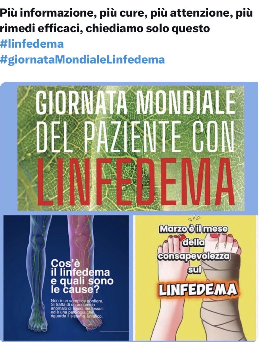 Laila52440707's tweet photo. Aiutiamo #linfedema #giornataMondialeLinfedema https://t.co/8H7Zxm1SAJ