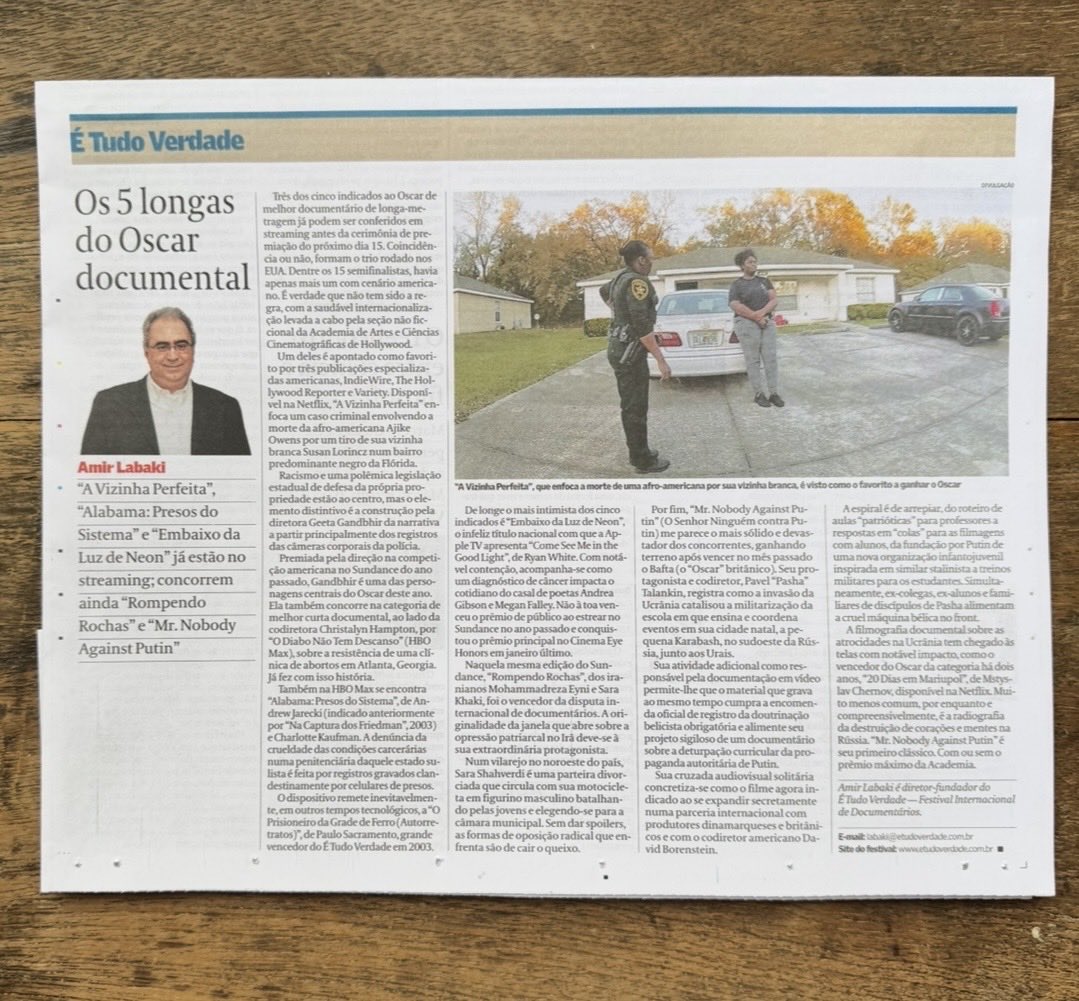 “Três dos cinco indicados ao Oscar de melhor documentário de longa-metragem já podem ser conferidos em streaming antes da cerimônia de premiação do próximo dia 15. Coincidência ou não, formam o trio rodado nos EUA. Dentre os 15 semifinalistas, havia apenas mais um com cenário