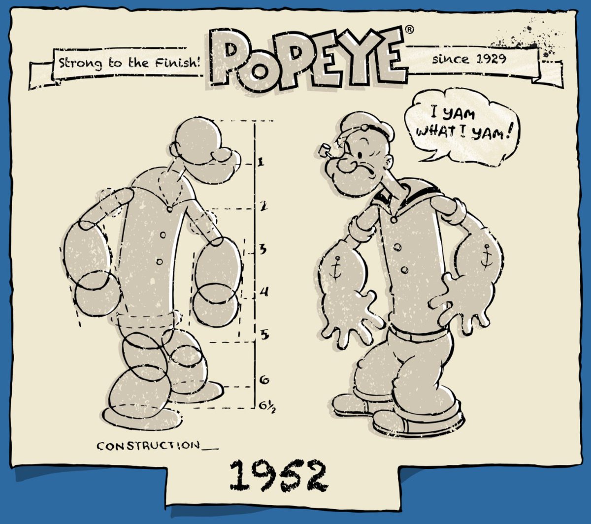 popeyetweetsk's tweet photo. Looked like this in ’52… ain’t changed much! 💪⚓️

#ClassicPopeye #PopeyetheSailorMan https://t.co/xHE6rJUCKk