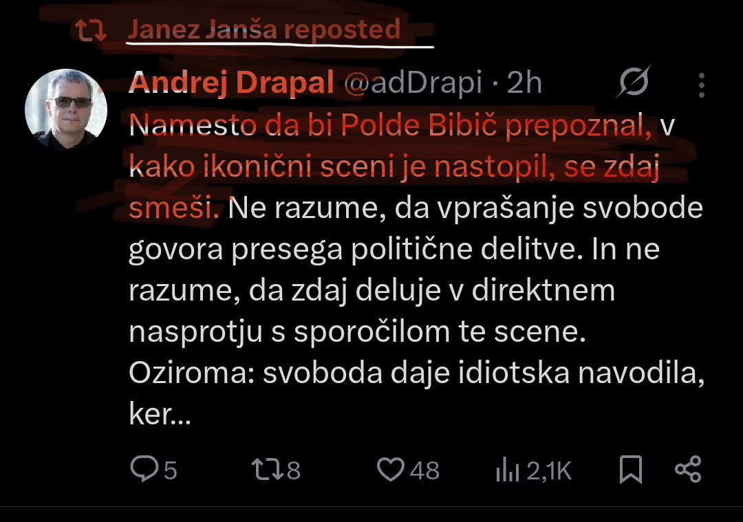 Janša in Drapal menita, da se Polde Bibič smeši. 
“Zmerna desnica” ne odpušča niti mrtvim, če ne častijo Janše.