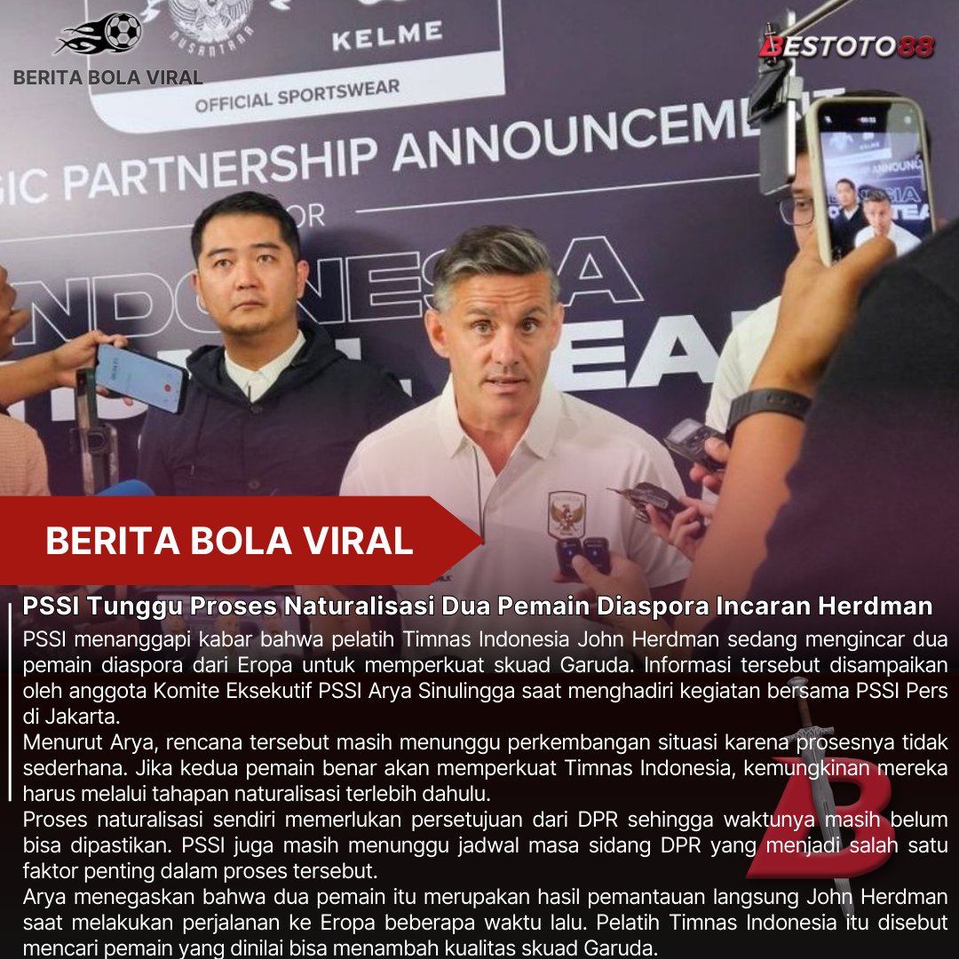 BeritaBola3656's tweet photo. PSSI menanggapi kabar bahwa pelatih Timnas Indonesia John Herdman sedang memantau dua pemain diaspora dari Eropa untuk memperkuat skuad Garuda.

Daftar disini : https://t.co/1VhIrsc5s8

jawab dengan persatuan #lebarancalming24h Etherean Ethereum iphone 17 diskon Pagiii #SUGA https://t.co/mioPzF5XMJ