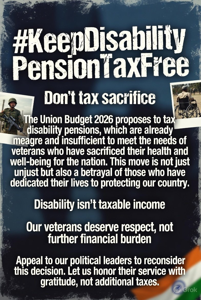It is never too late to correct a wrong. Democratic dispensations don't lose popular support by design. Hope in coming Parliament Session, Honble FM will amend the ill-advised and draconion Clause 108 of the Finance Bill 2026. 
#KeepDisabilityPensionTaxFree 
,<a href="/adgpi/">ADG PI - INDIAN ARMY</a>
<a href="/FinMinIndia/">Ministry of Finance</a>