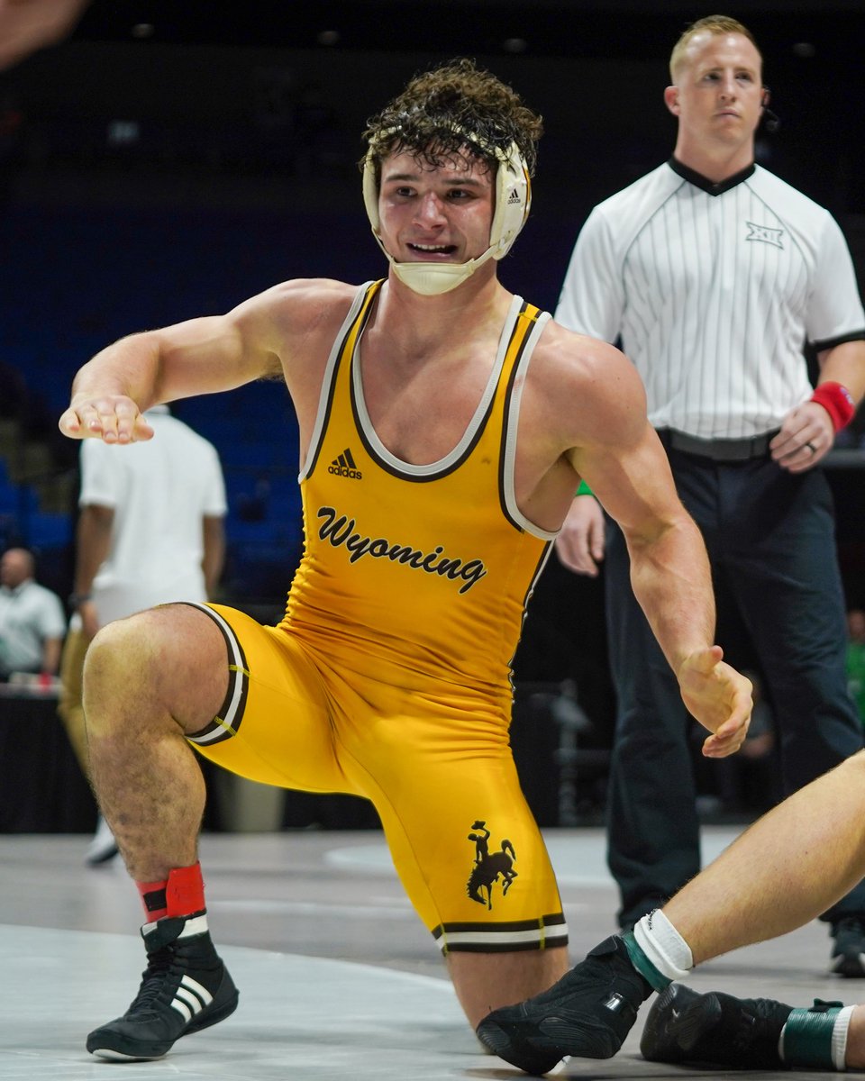 WyoWrestle's tweet photo. 🚨WYOMING WIN🚨

HEADED TO CLEVELAND 🛫

Riley Davis defeats Hudson Rogers (Utah Valley) in sudden victory to punch his 🎟️ to the NCAA Championships❗️

Davis will compete in the consolation semifinals tomorrow morning https://t.co/Re7onXVAlA