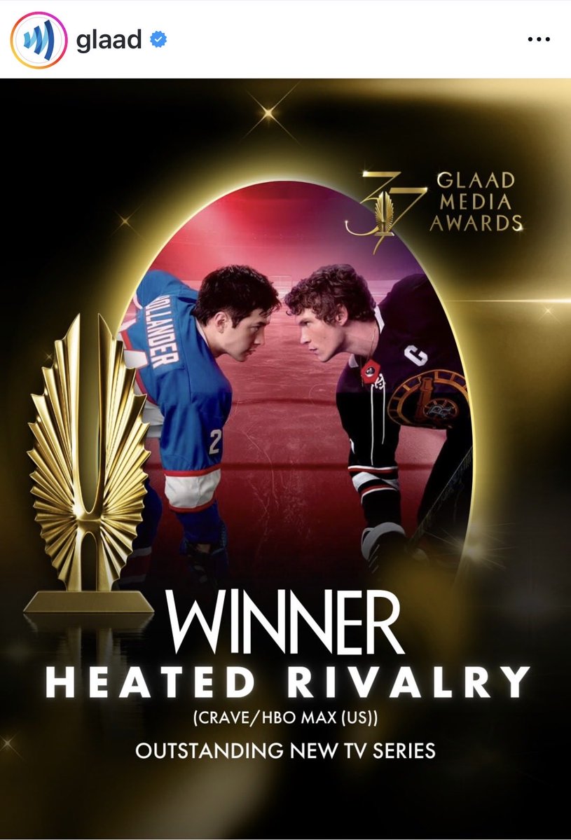 Connor Storrie via <a href="/glaad/">GLAAD</a> IG with the announcement of Heated Rivalry winning the Outstanding New TV series 

🔗 instagram.com/p/DVjRMQ9lE_T/