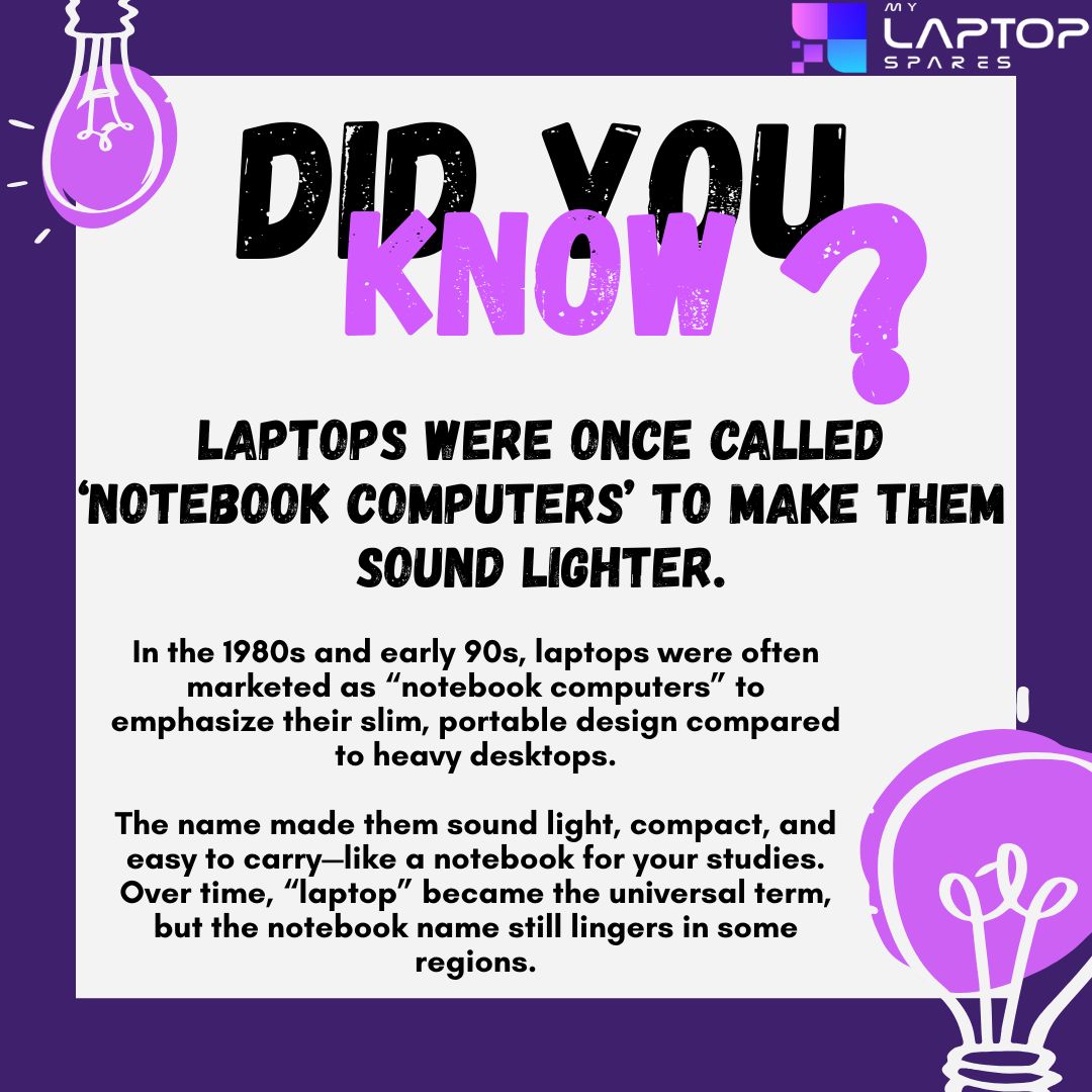 mylaptopspare's tweet image. Back in the Day! 📚 Laptops were originally called 'Notebook Computers' in the 80s and 90s to emphasize their light, portable design—like a book you could carry anywhere!

#TechHistory #LaptopFacts #NotebookComputer #MyLaptopSpares