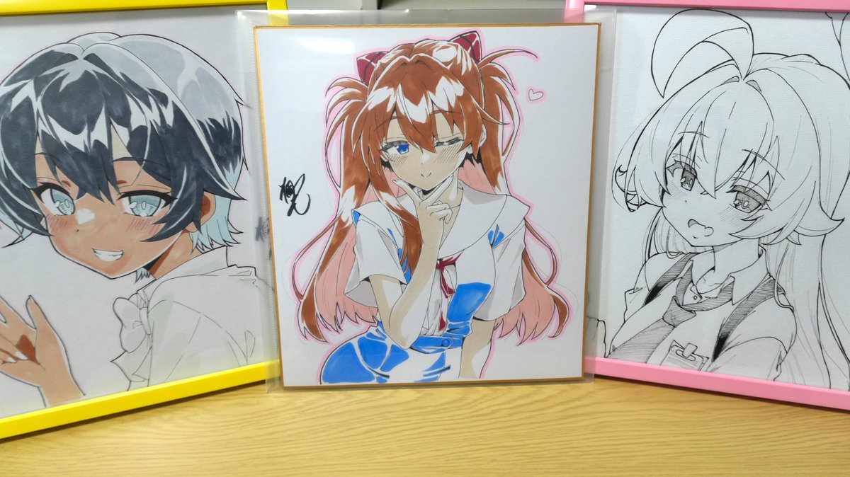 ara_chuuu's tweet photo. 桐光さん(@kirimmitsu)に描いていただいた3枚目の色紙が届きました！！
今回はエヴァンゲリオンのアスカをいただきました。
桐光さんの描くキャラはどんなキャラでも可愛いですね（★￣∀￣★）
大切に飾らしていただきます！ https://t.co/imKQWndvp4