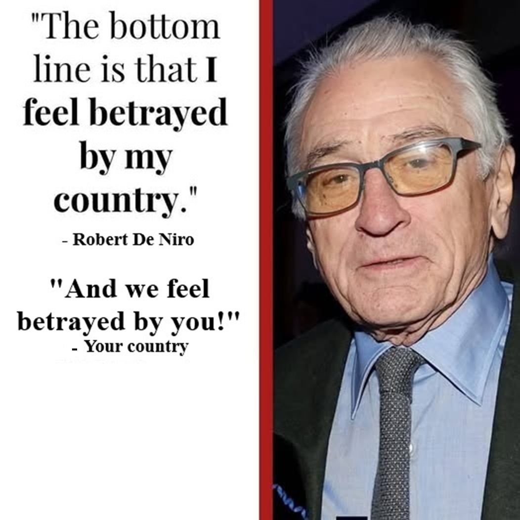 Rich_Bottles_Jr's tweet photo. Has Been actor Robert De Niro broke down in tears, claiming President Trump is destroying America: “Look who we have…this ‘thing’ there destroying, attempting to destroy this country.” #TDS #RobertDeNiro #DeNiro #Betray #Betrays #Betrayal #PresidentTrump #DonaldTrump #Wah https://t.co/kum9M8qe03