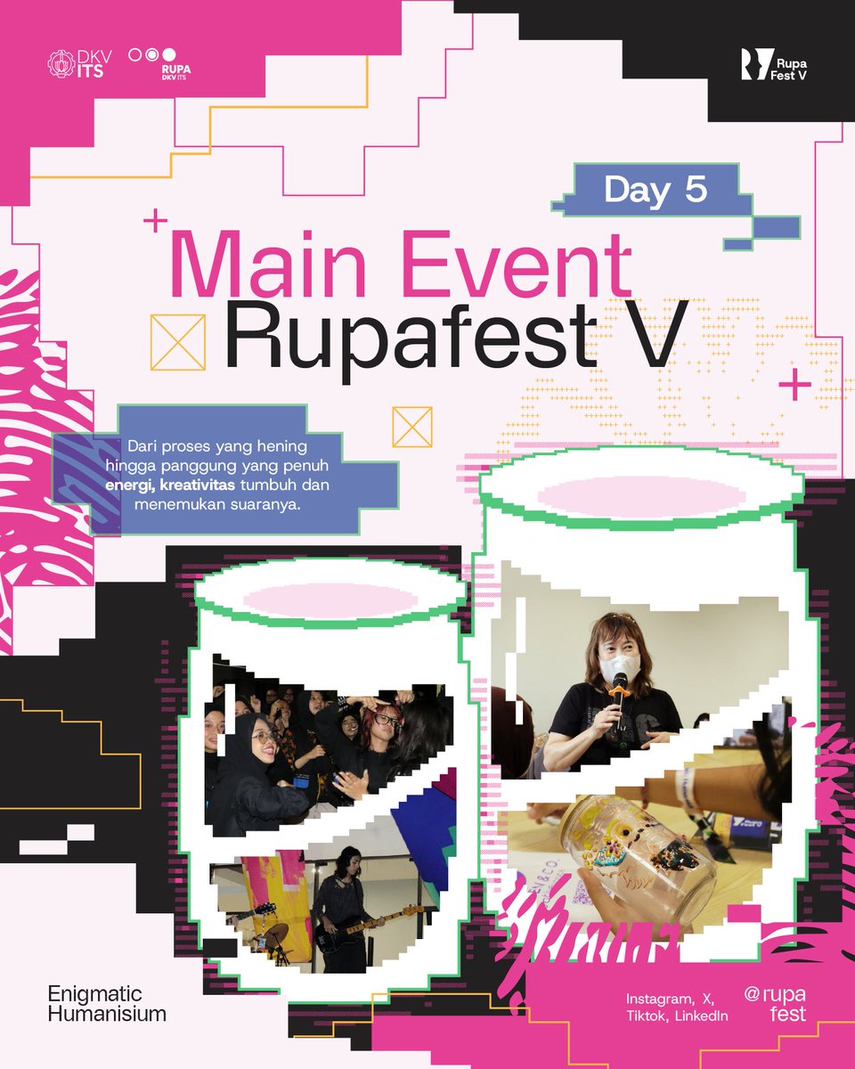 RupaFest's tweet photo. Last but not least, say bye-bye di penghujung acara kita 🥲

Berakhir bukan berarti bersedih, karena di Day 5 kita bisa bawa pulang souvenir berupa gelas yang udah kita lukis di Workshop Glass Painting dan menutup hari dengan lantunan musik di Rupagigs 🎸🌼 https://t.co/2CmdzJ4o1b