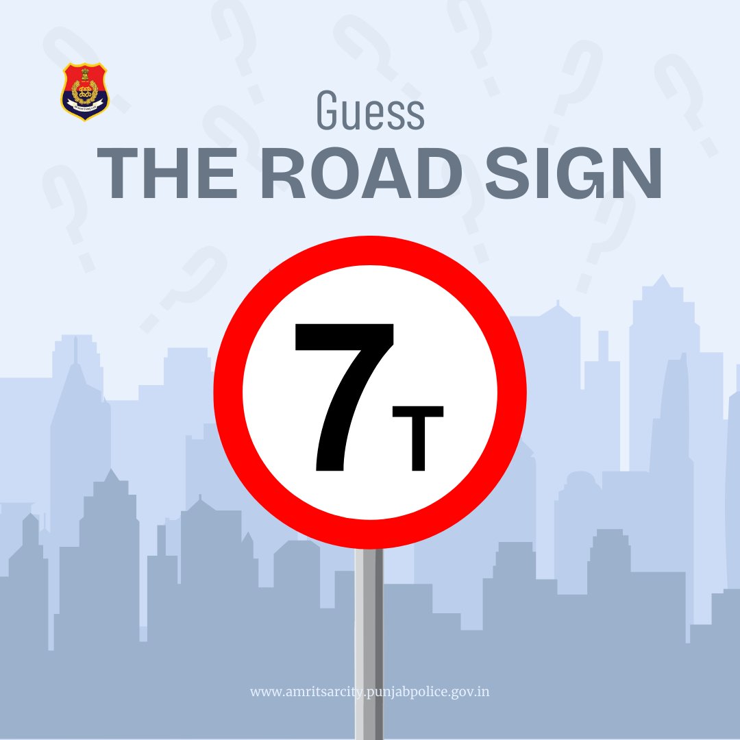 cpamritsar's tweet image. You’ve probably passed this sign many times on the road, but do you know what it actually means? Take a moment to look closely and think about the restriction it indicates for vehicles ahead. Drop your answer below with a #Guess.