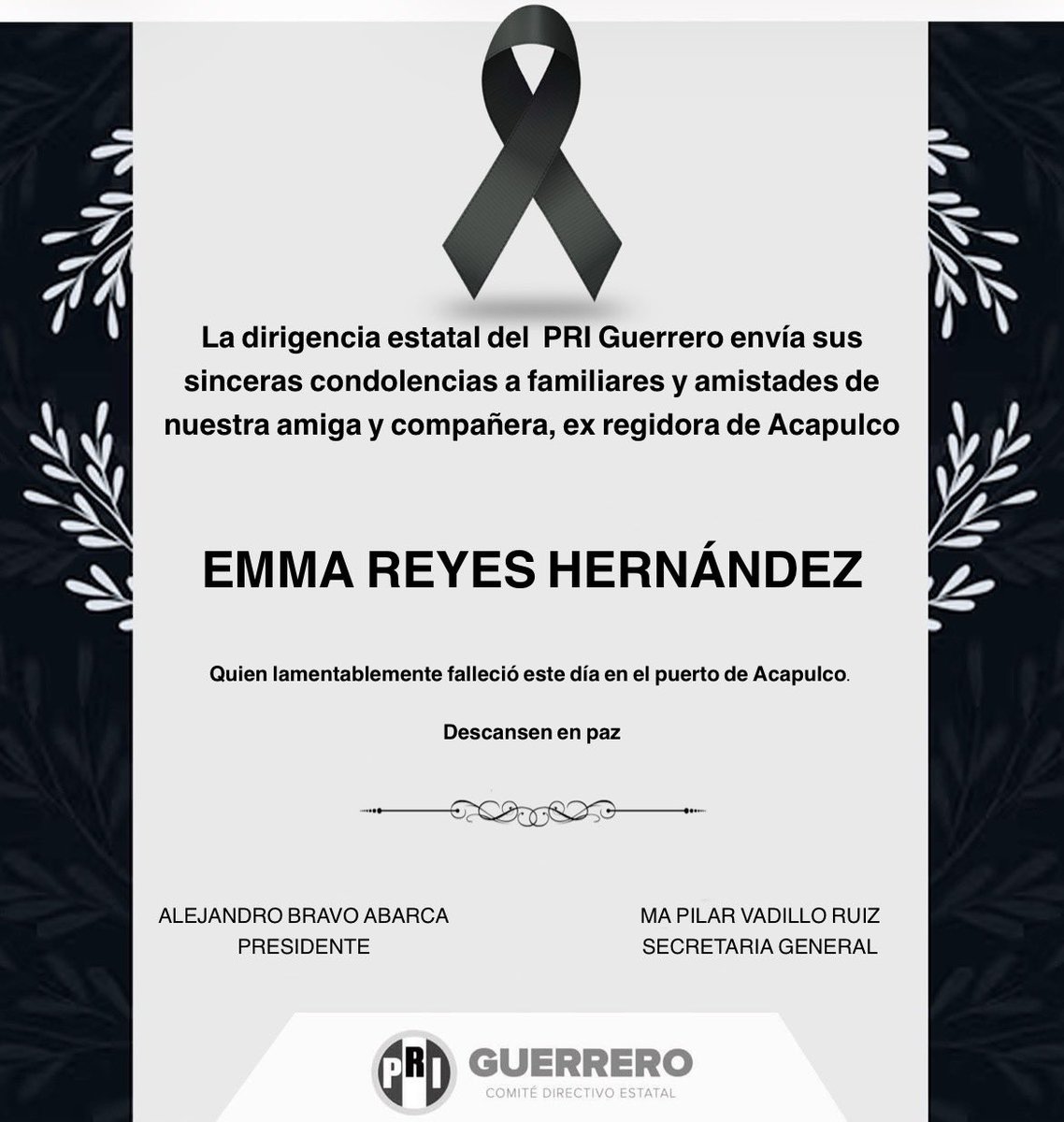 Enviamos nuestro abrazo solidario a familiares y amigos de nuestra amiga y compañera, Emma Reyes Hernández.