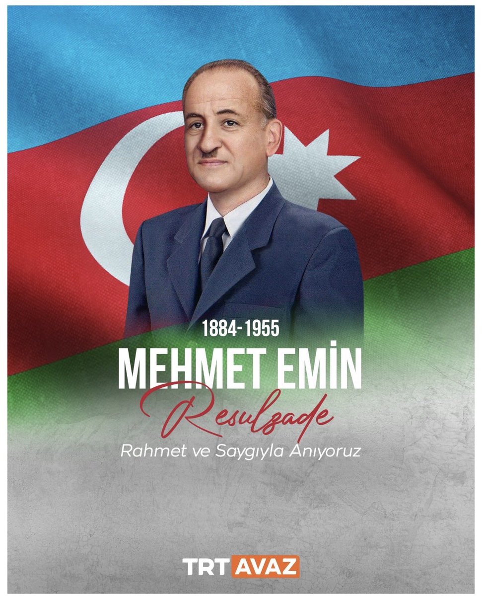 DrAsifKurban's tweet photo. Azerbaycan Demokratik Cumhuriyeti’nin kurucu liderlerinden Mehmet Emin #Resulzade’yi vefat yıl dönümünde saygı ve rahmetle anıyoruz. 🇦🇿

Milletinin bağımsızlığı uğruna verdiği mücadele ve ortaya koyduğu fikirler, bugün de özgürlük ve istiklal anlayışının temel ilham kaynaklarından biri olmaya devam etmektedir.
#Azerbaycan #Azərbaycan
