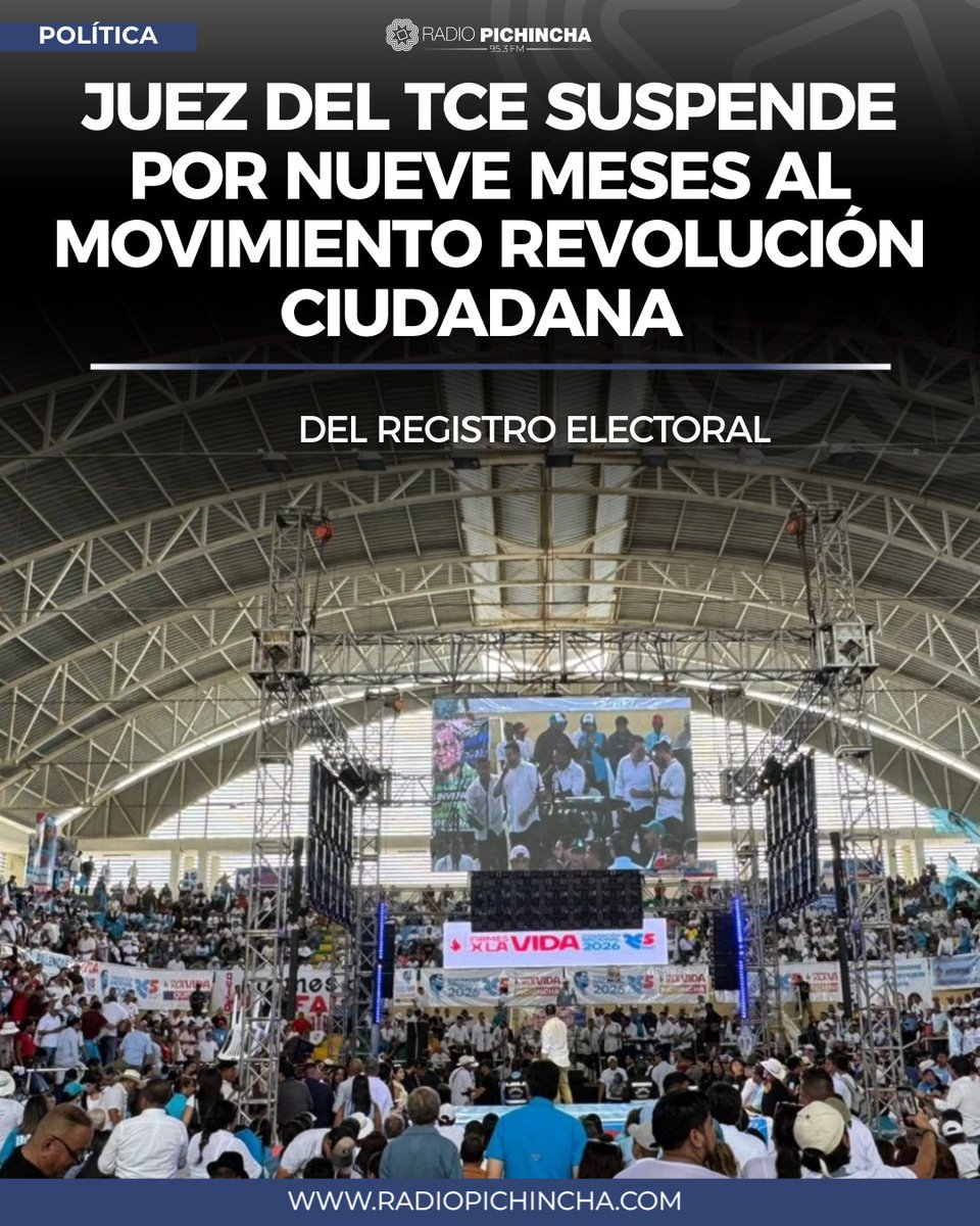 radio_pichincha's tweet photo. 🏛#POLÍTICA | El juez del Tribunal Contencioso Electoral dispuso la suspensión provisional por nueve meses del movimiento Revolución Ciudadana del registro de organizaciones políticas del CNE. La medida se mantendrá mientras avance la indagación y la Fiscalía deberá informar periódicamente sobre el estado del proceso.
Los detalles ⬇
https://t.co/0XoyS4l7Qq