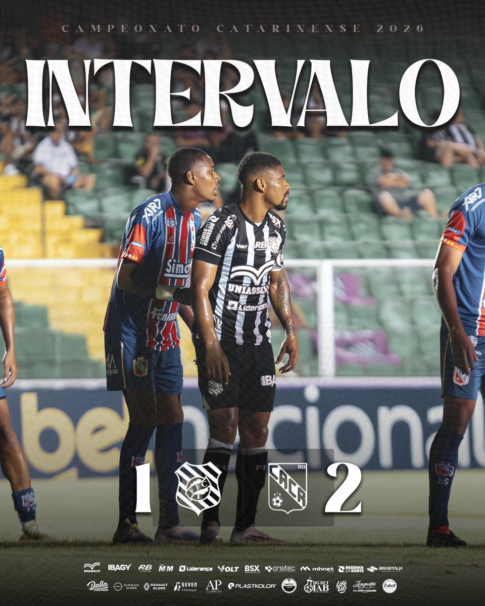 Fim de primeiro tempo: ⠀ Figueirense 1x2 Carlos Renaux. ⠀ #FIGxCAR