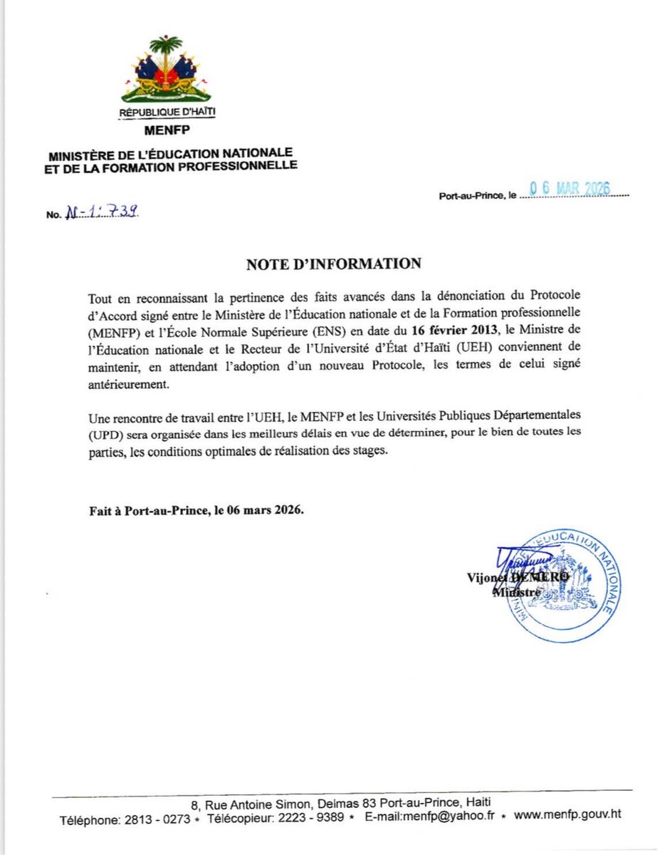 MENFP Education Haiti tweet media