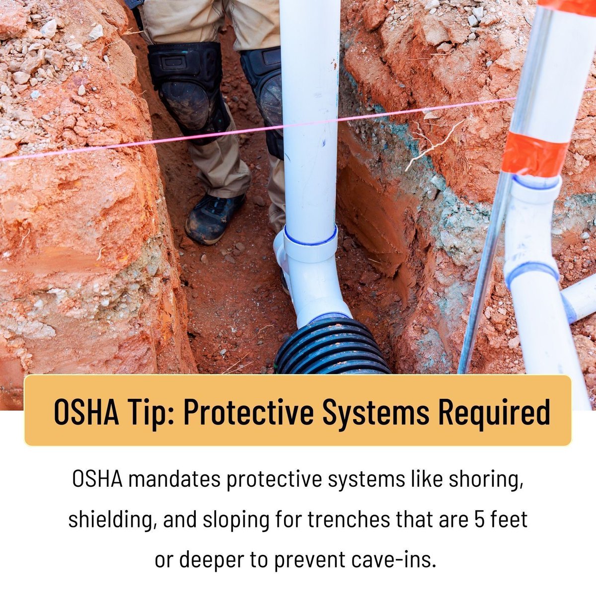 apheavytraining's tweet image. OSHA requires protective systems for trenches that are 5 feet or deeper to keep workers safe. Shoring, shielding, and sloping are all methods designed to prevent cave-ins and maintain trench stability.

allpurposeheavyequipmenttraining.com/services/trenc… 
#TrenchShoring #ExcavationSafety #WorksiteSafety