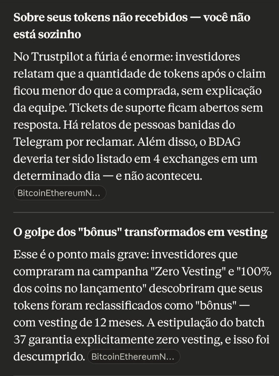 CCipolotti's tweet photo. For those who don't speak Portuguese, Claude Sonnet 4.6 (Anthropic) says that the #BDag situation looks like a possible rug pull, given the negative events that have been unfolding over the past few years. #Bitmart #Lbank #Mexc #cryptocurrency" https://t.co/WUtkUwc0qb