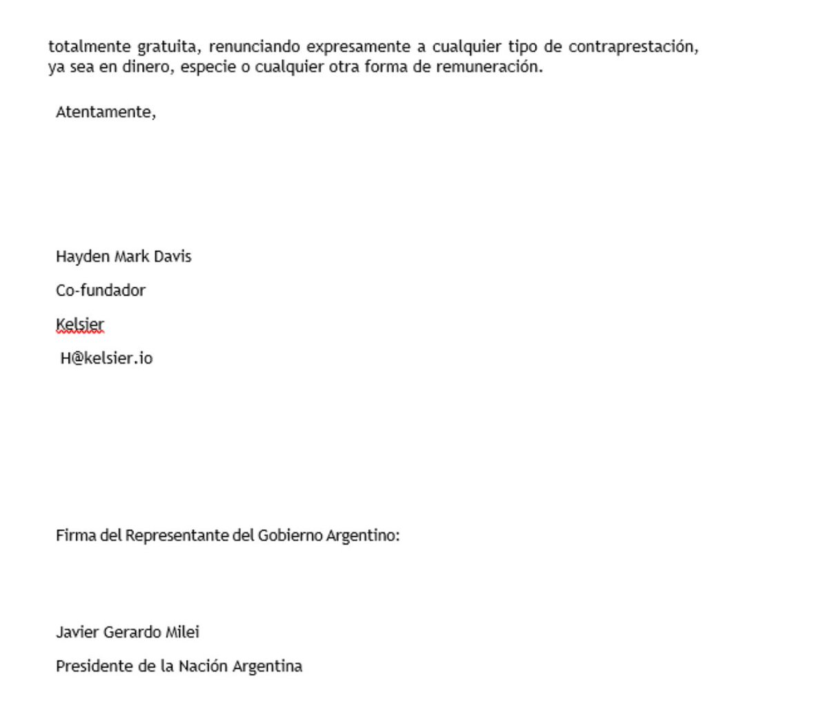halconada's tweet photo. Caso $LIBRA: revelan las primeras imágenes del borrador del acuerdo entre el presidente Javier Milei y Hayden Davis.

Link a la nota: https://t.co/OZNMgm7TPX https://t.co/IufoRj8Ugb