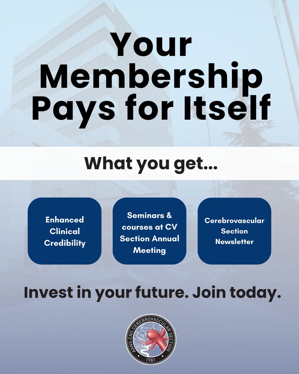 cvsection's tweet image. Join the #CVSection and connect with the leaders shaping the future of stroke and vascular neurosurgery. Gain access to mentorship, research opportunities, exclusive events, and more.

🔗 Tap here for more info: cvsection.org/members/
 cvsection.org/members/?utm_c…