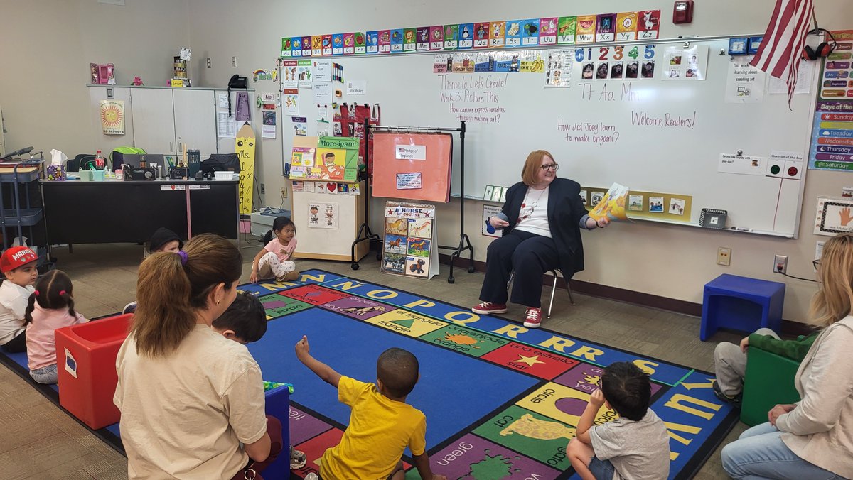 CSDESCoyotes's tweet photo. Story time was extra fun in Mrs. Jago’s preschool class today!  A big thank you to our guest reader, Sarah, for bringing a great story and lots of smiles to our classroom. Our little learners loved every minute! 

#GuestReader #PreschoolFun #LoveToRead https://t.co/LyEHBnHNep