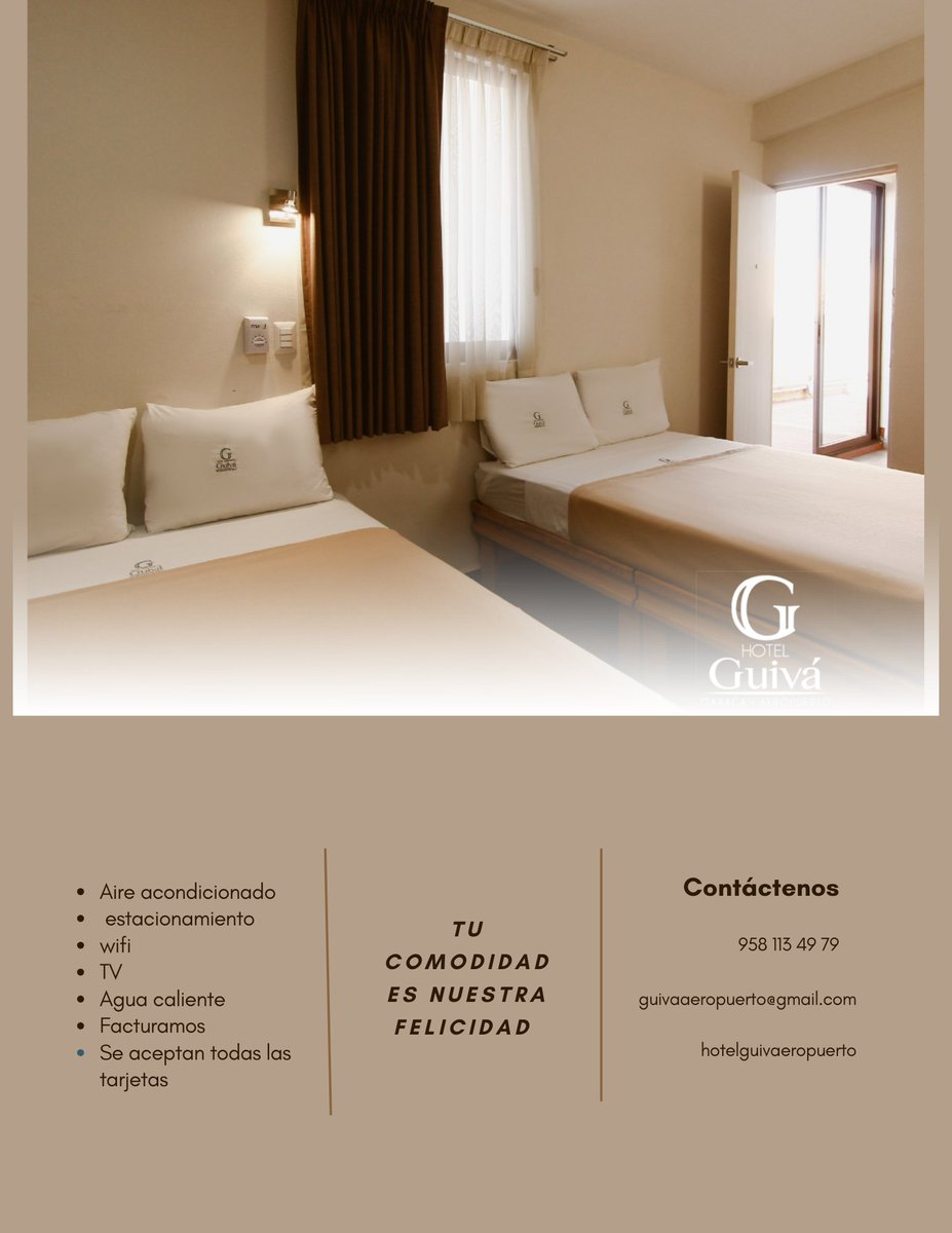 Contáctanos: 951 511 69 29
maps.app.goo.gl/ghJxqopdrUeqE7…
* Habitaciones climatizadas ❄️
* Agua caliente ♨️
* Televisión por cable 🖥
* Estacionamiento 🚗
* Área de Terraza 🌅
#OaxacaLoTieneTodo #OaxacadeJuárez
1 día