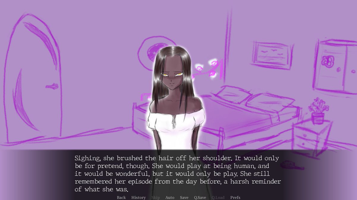 MelocotonAngel's tweet photo. ELLENDER
Humans are at war with aliens. Alex is an unempathetic fighter pilot. She bonds with Ellen, a strange new girl with a kind heart. When she discovers that Ellen is a shapeshifted alien, she betrays her kin to hide the enemy. 
#renpy #wip  #vndev #yuri https://t.co/uWVSKIoHlj
