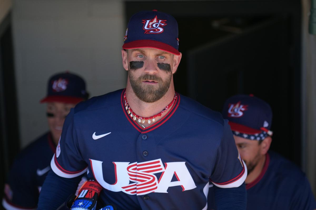 nypost's tweet photo. Bryce Harper wants MLB players to play in 2028 Olympics: 'Great for baseball' https://t.co/RoHYm6Xh7D https://t.co/MZk6ZryfNi