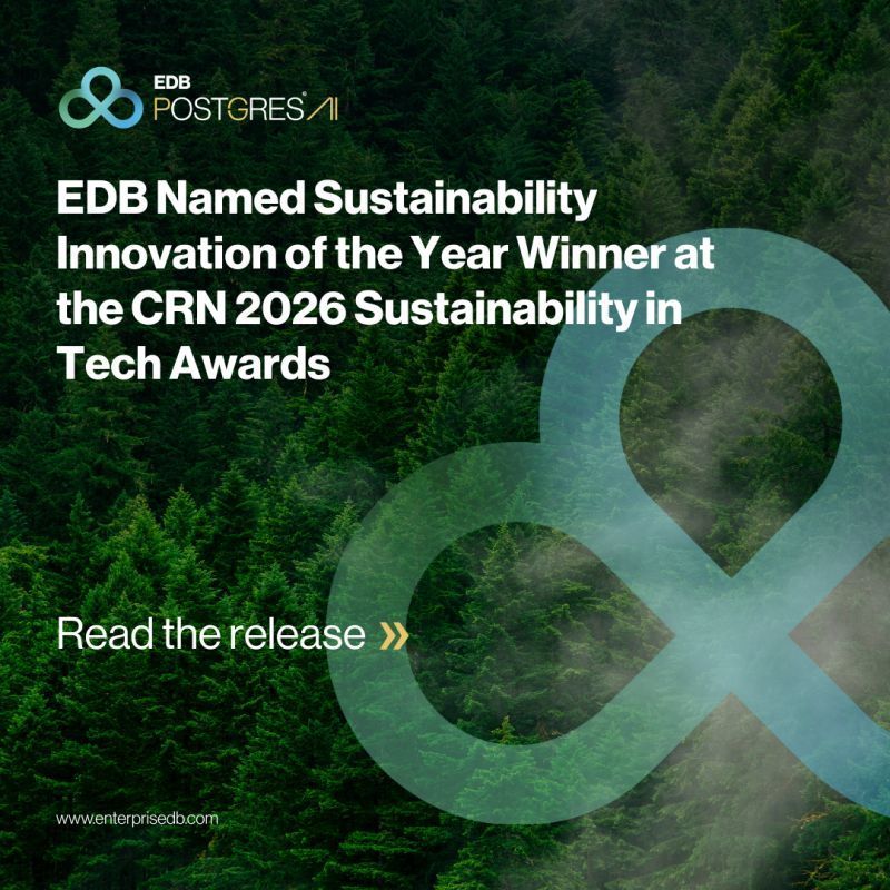 thinkers360's tweet image. EDB Named Sustainability Innovation of the Year Winner at the CRN 2026 Sustainability in Tech Awards buff.ly/FzhNO2F via @MichaelGale of EDBPostgres on @Thinkers360 #Awards #Business #Products #Services #Technology